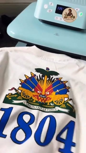 Custom Haitian flag crest t-shirt, freshly pressed
